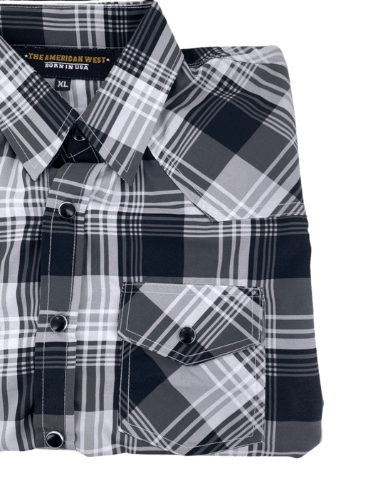 Kids Black, Grey, And White Flannel Western Button Down Shirt