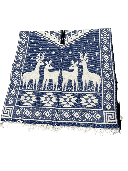 Blue and White Deer Poncho / Gaban