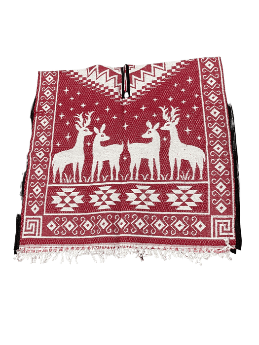 Red and White Deer Poncho / Gaban