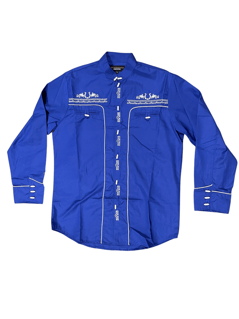 royal blue mens dress shirt Royal Blue Traditional Charro Shirt — Rodeo Durango Brand Corp