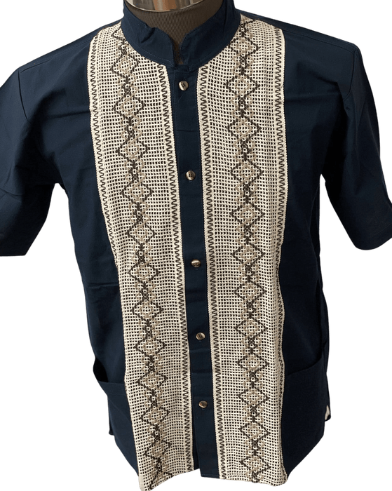 Camisa Guayabera Azul Oscuro