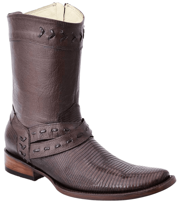 Brown Square Toe Lizard Leather Hudson Boot