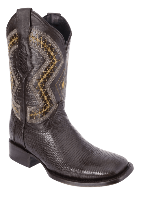 Brown Square Toe Lizard Leather Boot