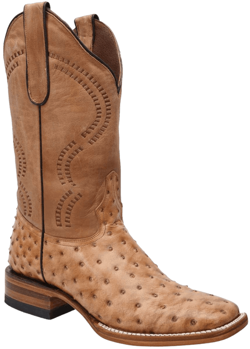 Orix Square Toe Ostrich / Avestruz Print Leather Boot