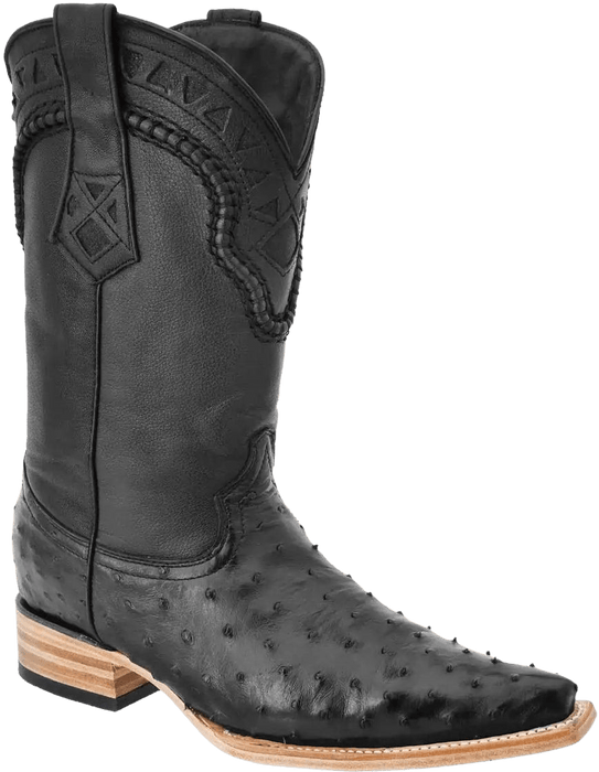 Black Snip Toe Ostrich / Avestruz Leather Boot
