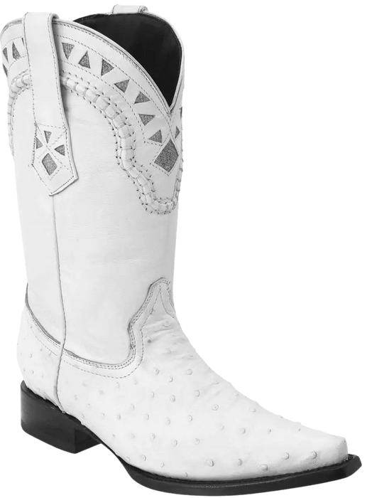 White Snip Toe Ostrich Avestruz Leather Boot