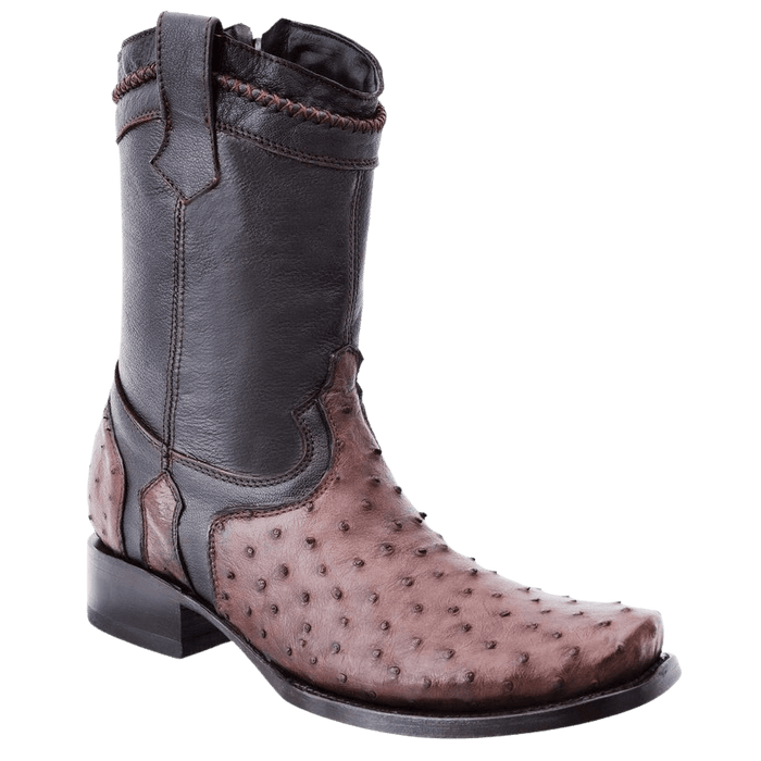 Brown Square Toe Ostrich Hudson Boot