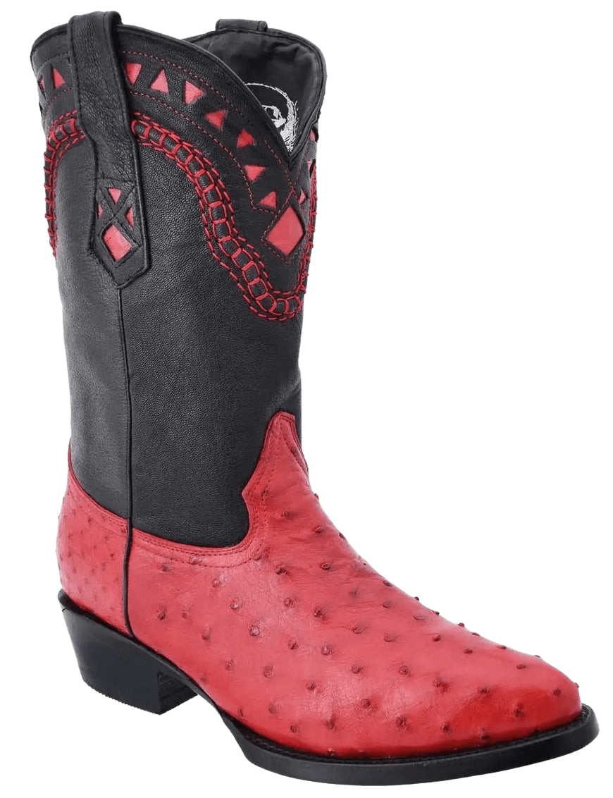 Red Roper Round Toe Ostrich Leather Boot — Rodeo Durango Brand Corp.