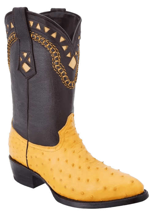 Mantequilla Roper Round Toe Ostrich Leather Boot
