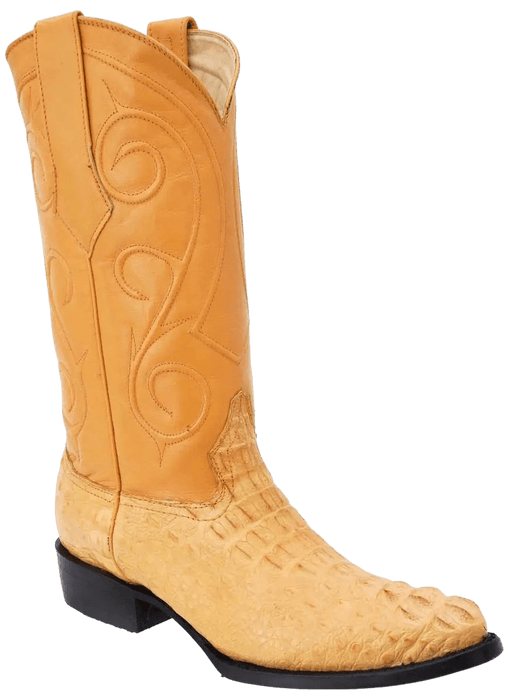 Mantequilla Traditional Roper Round Toe Crocodile/Caiman Leather Boot