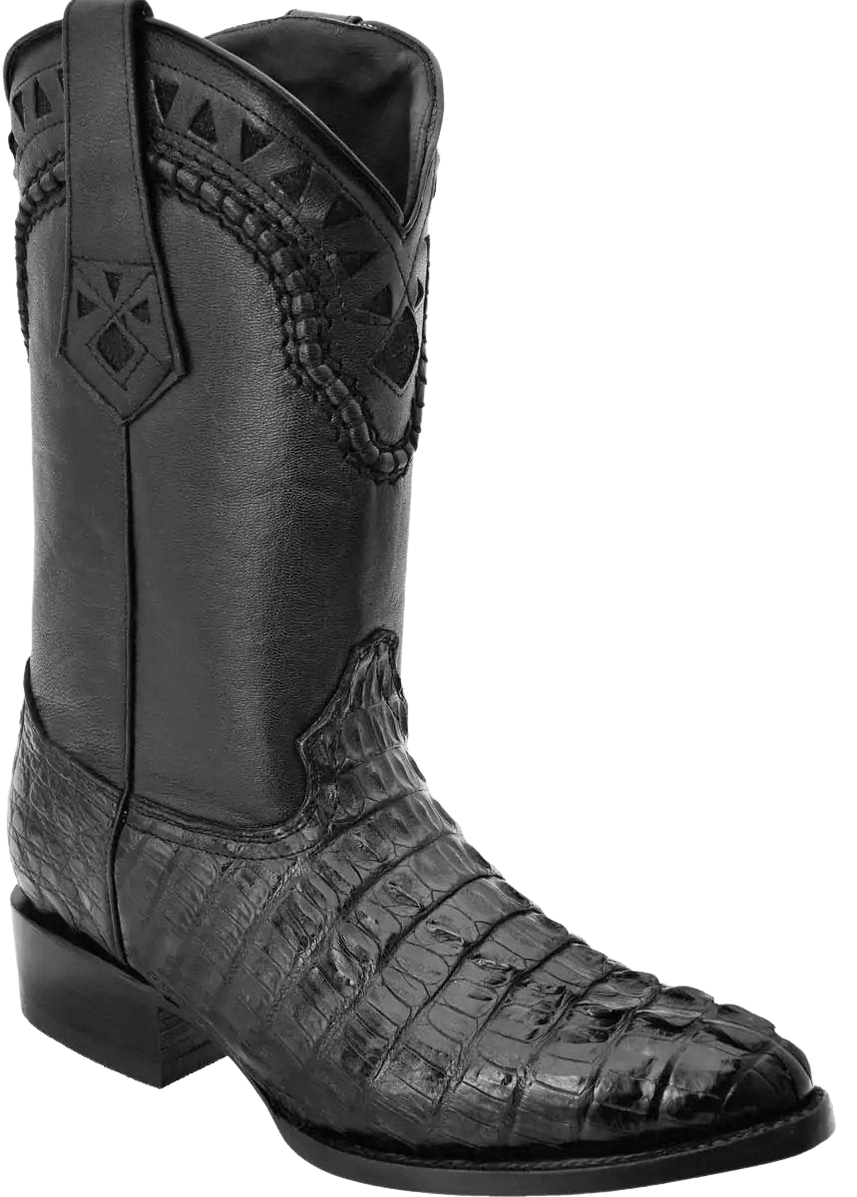 Black Roper Round Toe Crocodile/Caiman Leather Boot — Rodeo Durango ...