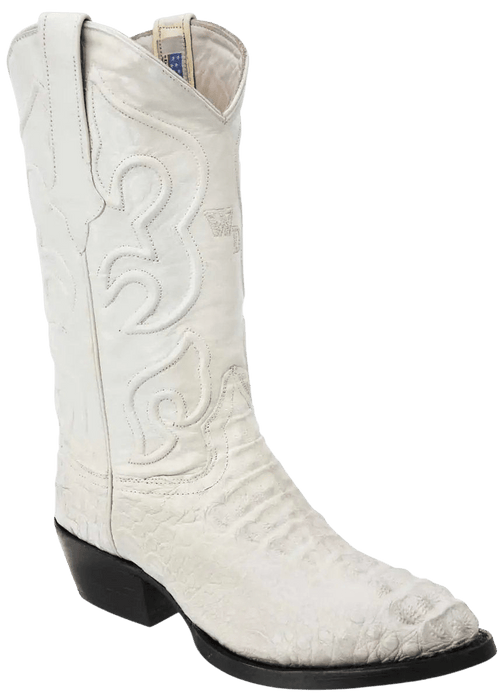 Hueso Traditional Roper Round Toe Crocodile/Caiman Leather Boot