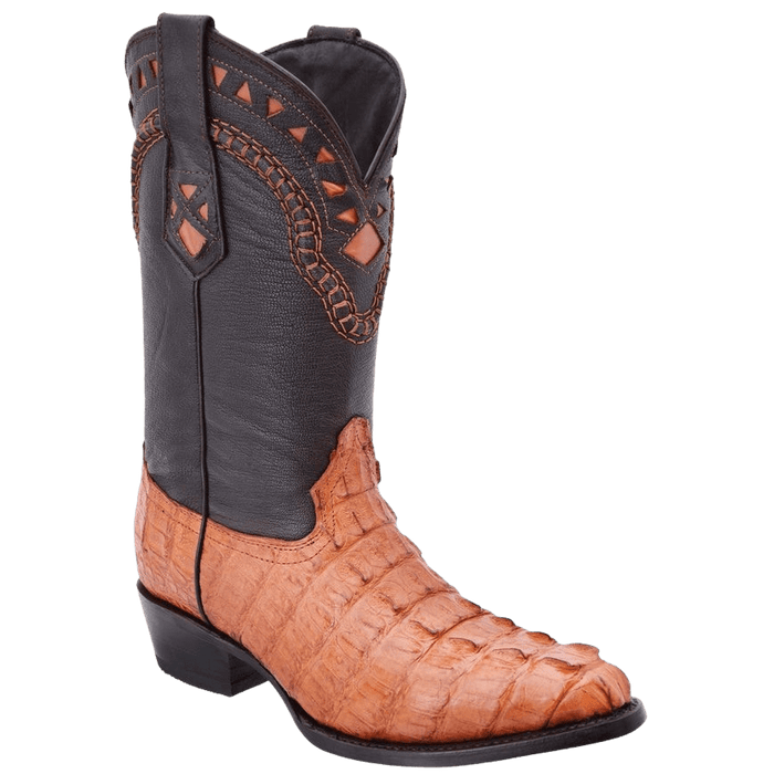 Bota de piel de cocodrilo caiman con punta redonda Cognac Roper Rodeo Durango Brand Corp