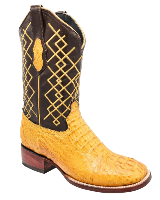 Mantequilla Square Toe Caiman/Crocodile Leather Boot