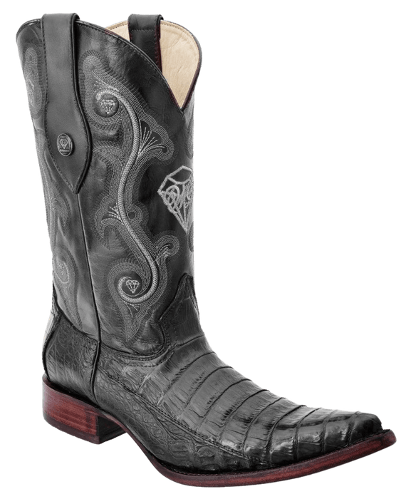 Black Snip Toe Crocodile/Caiman Belly Leather Boot