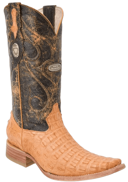 Mantequilla Wide Snip Toe Crocodile/Caiman Belly Leather Boot