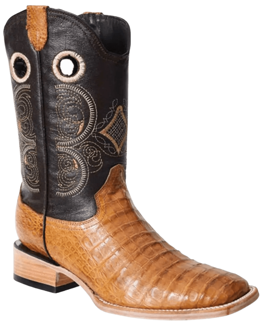 Honey Square Toe Caiman Crocodile Belly Leather Boot Rodeo Durango Brand Corp