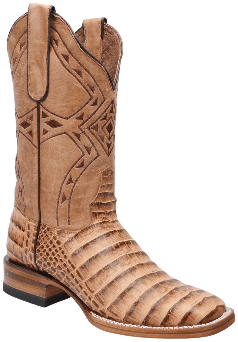 Orix Square Toe Crocodile / Caiman Print Leather Boot — Rodeo