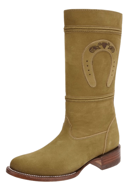 Women's Plain Olive Green Nobuck with Horseshoe Escaramuza Boot