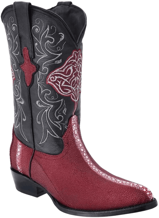 Burgundy Round Toe Mantarraya Stingray Completa Leather Boot