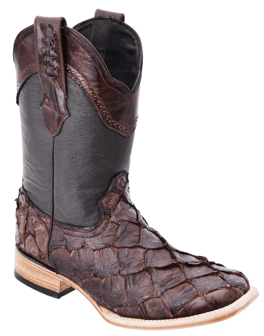 Brown Pirarucu Print Square Toe Boots main image 0