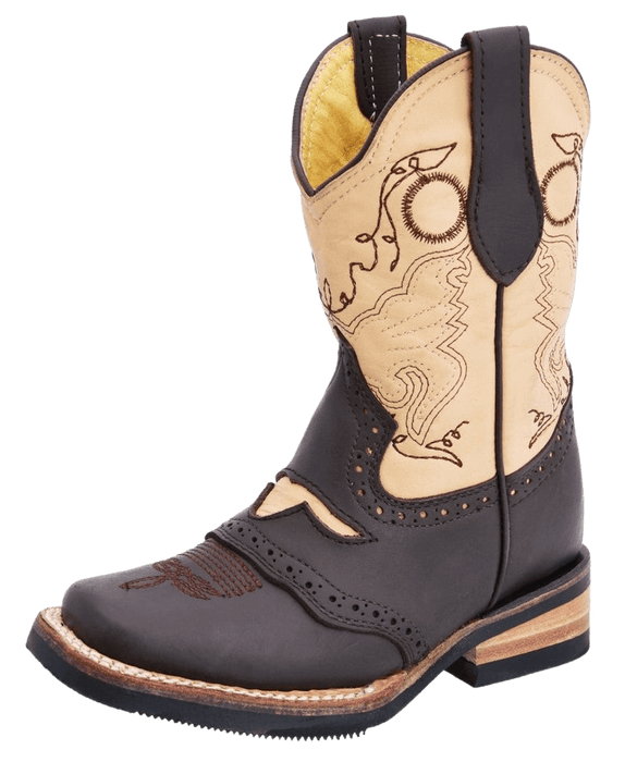 Boys' Brown with Bull Square Toe Rodeo Boot