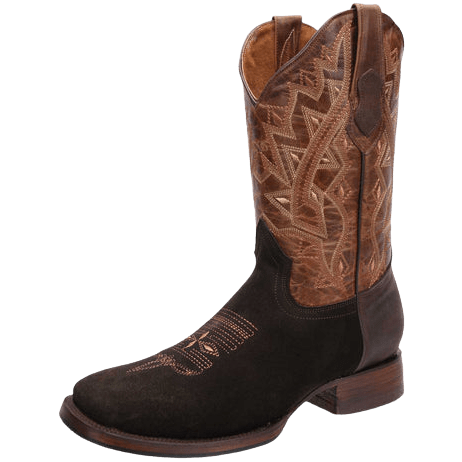 Dark Brown Nobuck with Light Brown Square Toe Rodeo Boot