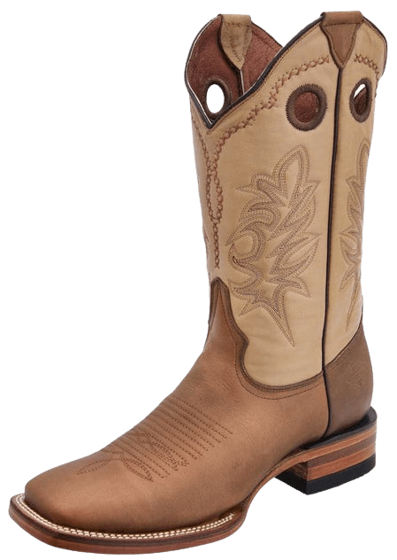 Beige with Tan Square Toe Rodeo Boot