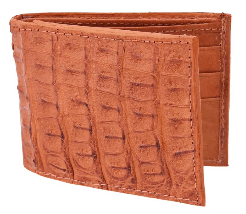 Cognac Bifold Crocodile Leather Wallet