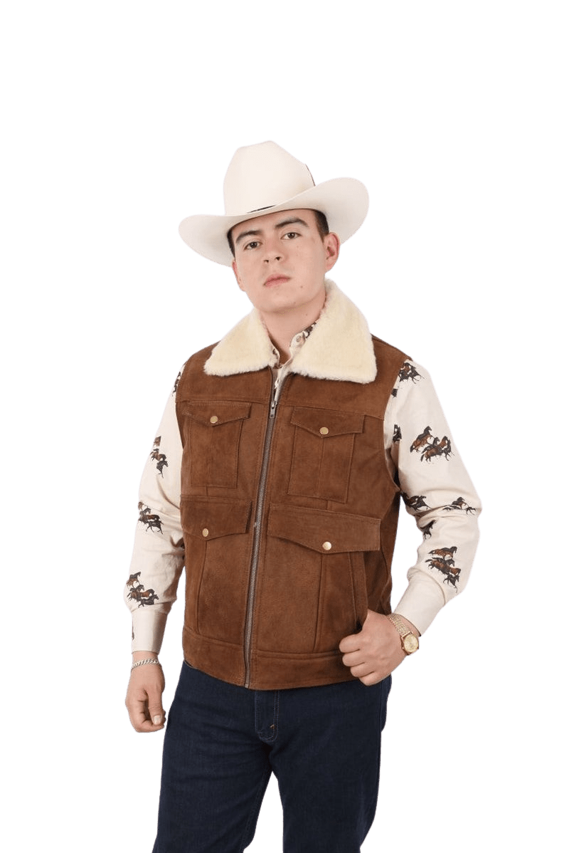 Brown with Sheep Fur Premium Leather Vest — Rodeo Durango Brand Corp.