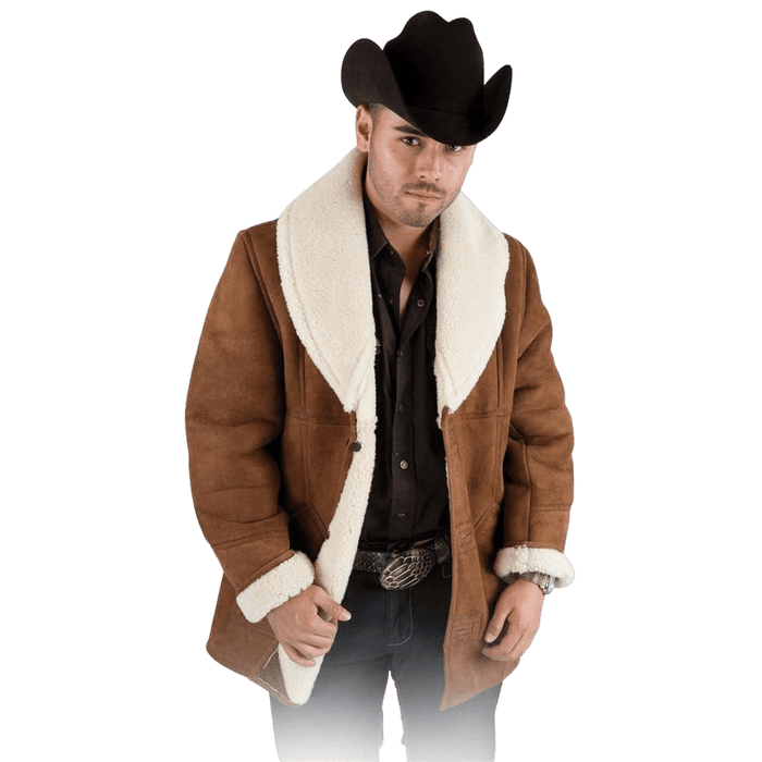 Long Brown with Sheep Fur Premium Leather Jacket