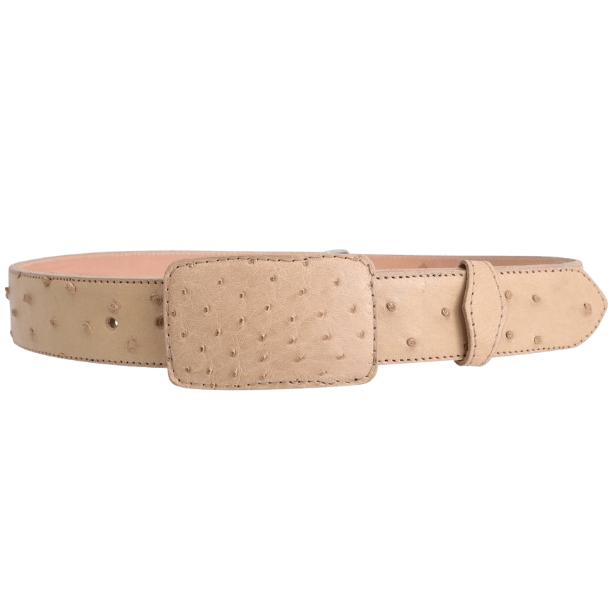 Mens 1 1/2 Orix Avestruz / Ostrich Leather Belt 40 / Square Buckle