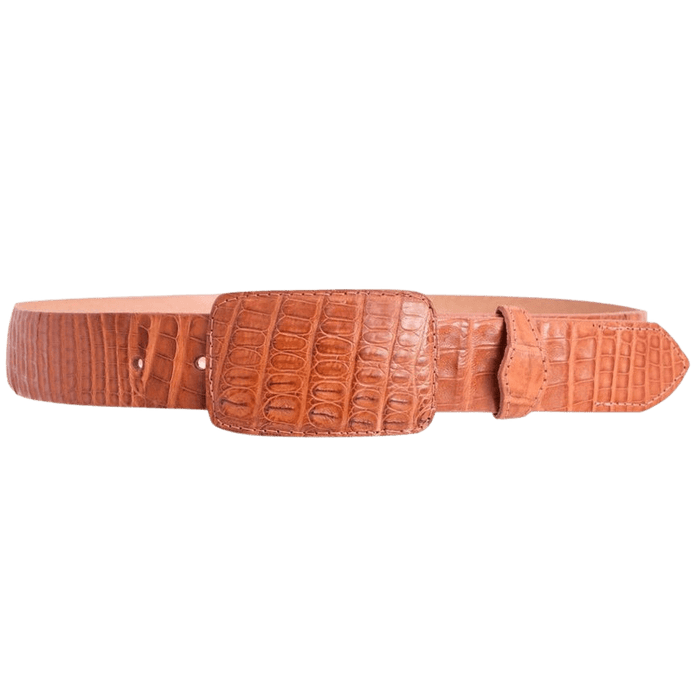 Men’s 1 1/2” Cognac Crocodile / Caiman Leather Belt