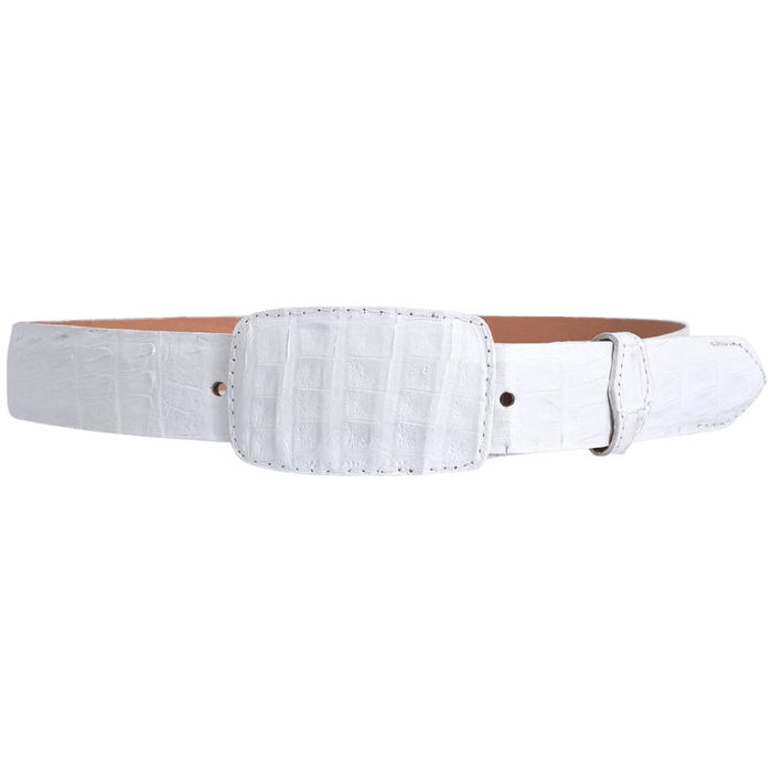 Men's 1 1/2” White Crocodile / Caiman Leather Belt