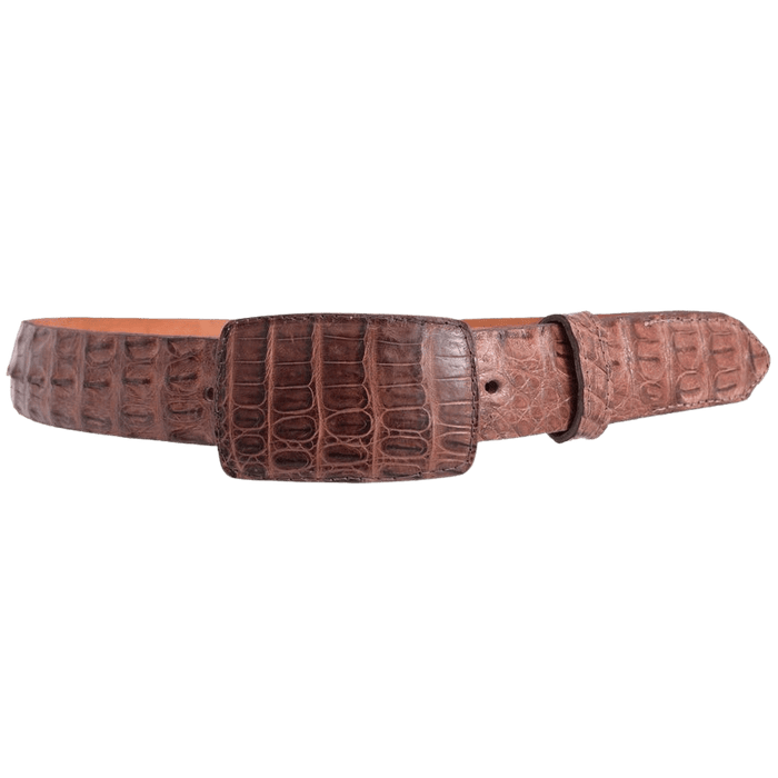 Men’s 1 1/2” Brown Crocodile / Caiman Leather Belt