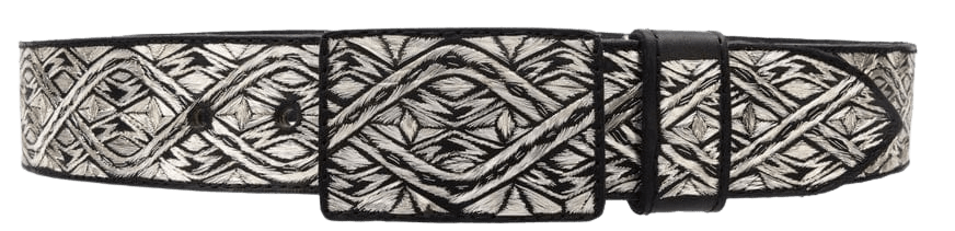 Black and Silver Knotted Design Hilo de Plata Fine Leather Belt