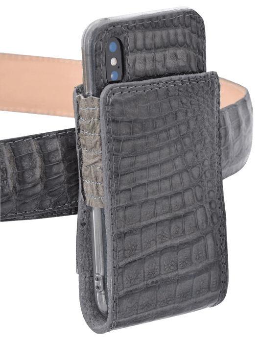 Grey Crocodile / Caiman Leather Phone Case
