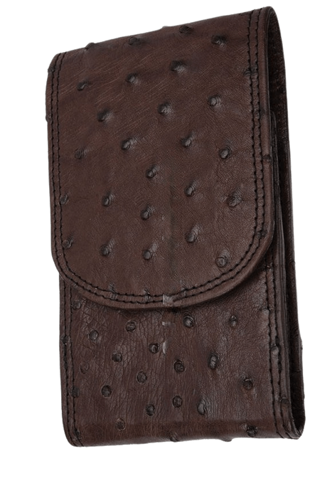 Brown Ostrich Leather Phone Case