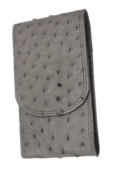 Grey Ostrich Leather Phone Case