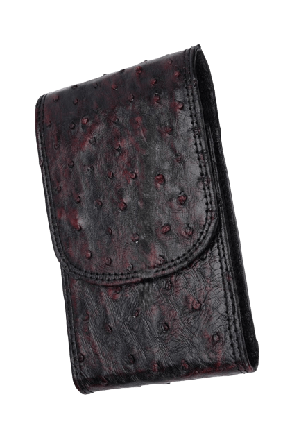 Black Cherry Ostrich Leather Phone Case
