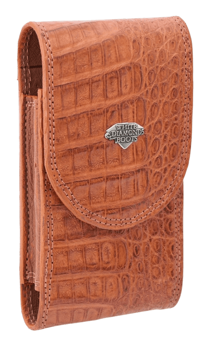 Cognac Crocodile / Caiman Leather Phone Case
