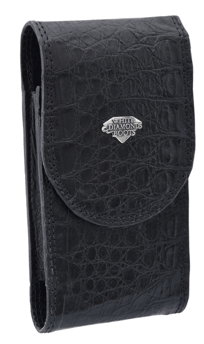 Black Crocodile / Caiman Leather Phone Case