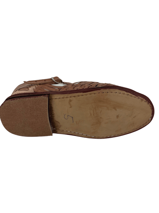 Brown and Natural Buckle Leather Sole Huarache - (CLEAR)