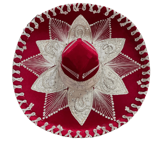 Sombrero Charro Mariachi Red and Silver