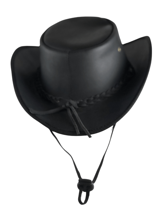 Plain Black Safari Aussie Indiana Jones Style Leather Hat