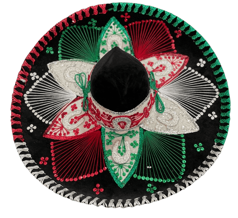 Sombrero Charro Mariachi Black and Silver Tricolor