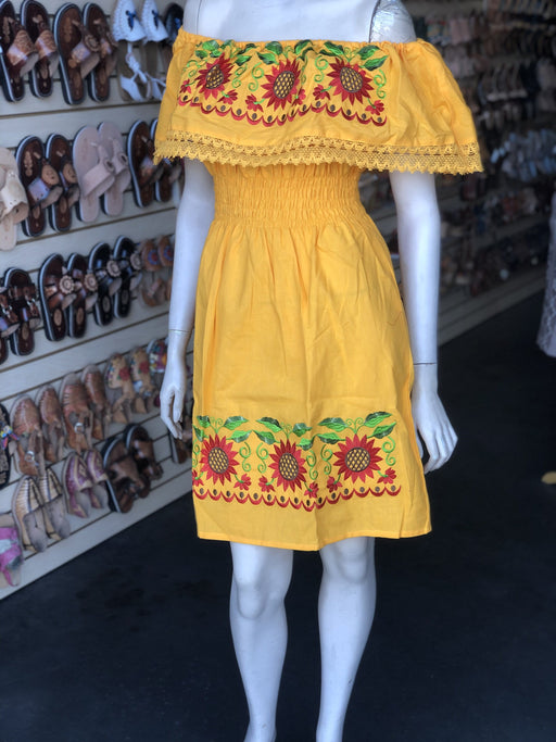 Yellow Sunflower Campesina Dress Large