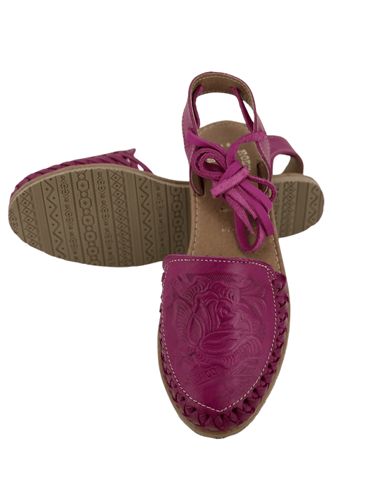 Fuchsia Printed Rose “MEX” Wrap Around Heel Huarache