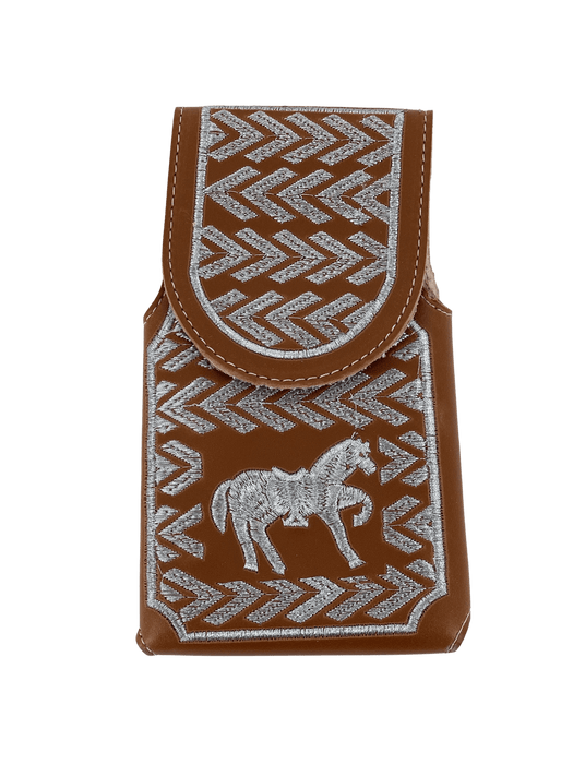 Chedron and Plata Dancing Horse Silk Thread Leather Phone Case