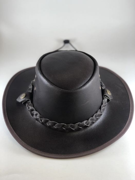 Brown Safari Aussie Indiana Jones Style Leather Hat